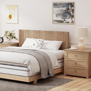 Boersma King Size Fluted Headboard ONLY - Wall Mount Wood Headboard, Rustic & Modern Farmhouse,Boho,Fluted Panel,Wingback Design - 1 of 4
