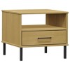 vidaXL Bedside Table with Metal Legs Brown Solid Wood Pine OSLO - 2 of 4