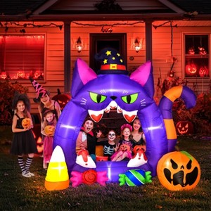 Fun Little Toys 7.3FT Halloween Decorations - Outdoor Inflatable Pumpkin Photo Frame with Candies, Built-in LEDs for Blow Up Decor - 1 of 4