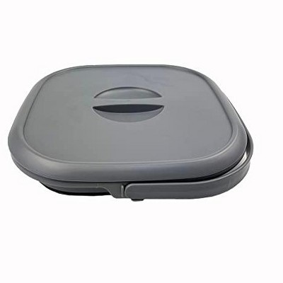 SAMMART 8.5L Collapsible Square Handy Bucket with Lid, Grey and Black
