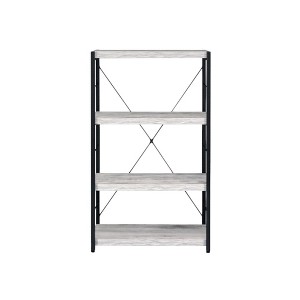 HomeRoots 43" Antiqued White And Black Metal and Wood Four Tier Etagere Bookcase - 1 of 4