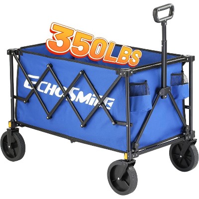 MaseiKar Heavy Duty 350 Lbs Capacity Collapsible Wagon, Outdoor Folding Camping Wagons, Grocery Portable Utility Cart, Adjustable Rolling Carts