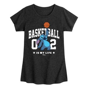 Girls' - Lilo and Stitch - Basketball Is My Life Fitted Short Sleeve Graphic T-Shirt - 1 of 4
