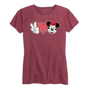 Women's - Disney - Peace Love Minnie Short Sleeve Graphic T-Shirt - 1 of 4
