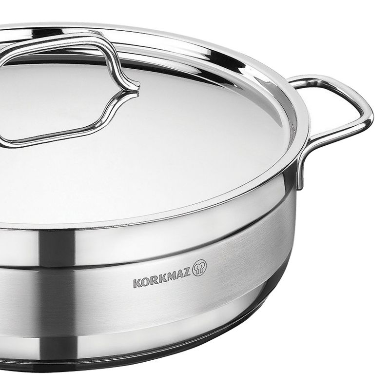 Korkmaz Alfa 2 Piece 4.2 Liter Stainless Steel Low Casserole Dish with Lid, 2 of 6
