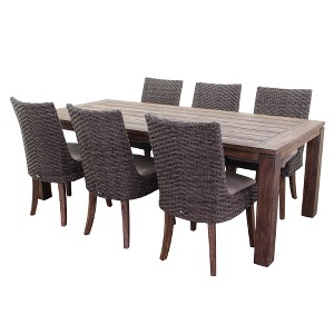 Courtyard Casual Bermuda FSC Teak 7 pc 87" Rectangle FSC Teak Dining Set  Includes one 84" Rectangle Table and six Dining Chairs - 1 of 4