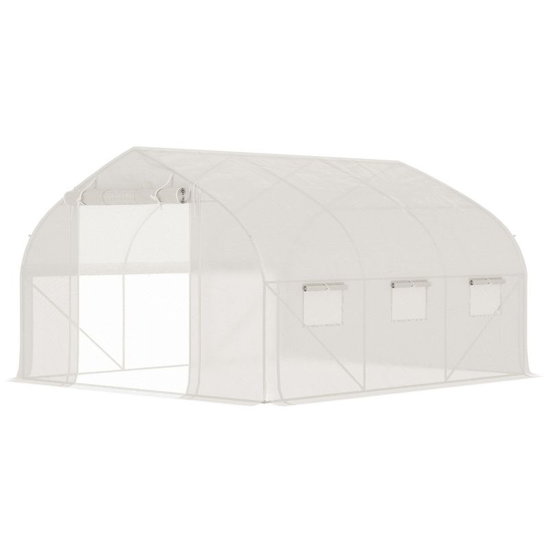 Outsunny Walk-in Tunnel Greenhouse with Zippered Mesh Doors & Roll-up Sidewalls, Upgraded Hot House, 11.5' x 10' x 6.5', 4 of 7