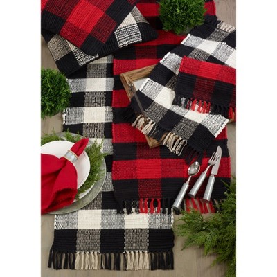 Red and Black Buffalo Plaid Cotton Table Runner