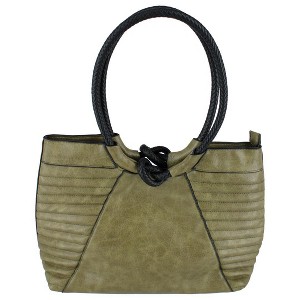 Alyssa Women's Textured Synthetic Leather Tote Handbag with Handle, Olive - 1 of 3