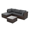 Patio Furniture, Outdoor Furniture, Seasonal PE Wicker Furniture, 5 Set Wicker Furniture With Tempered Glass Coffee Table - 3 of 4