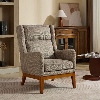 CAVINAS 26.18" Wide Modern Accent Chair, High Back Reading Chair, Upholstered Armchair Club Chair, Single Sofa Chair for Living Room, Bedroom
