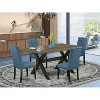 5-Piece Distressed Jacobean Finish Solid Wood Top Dining table with 4 Chairs with - 2 of 4