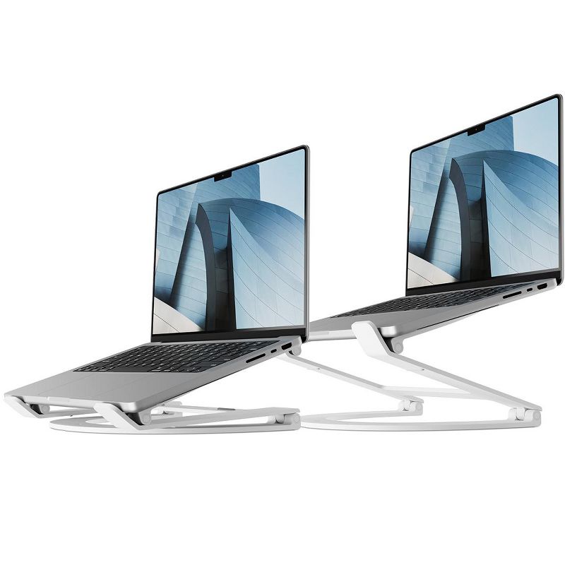 Twelve South Curve Flex Ergonomic Height & Angle Adjustable Aluminum Laptop/MacBook Stand/Riser, fits 10"-17", folds flat + travel - matte white, 3 of 5