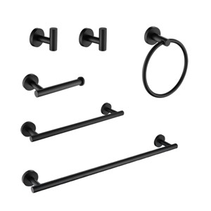ChicFurnit Bathroom Towel Holder 6 Piece Stainless Steel Set for Wall Mount Organization and Rust Resistance, Black, 26.18"*9.25"*2.75" - 1 of 4