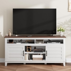 COUCHETA 63" Farmhouse TV Stand with Adjustable Shelves - Brown Entertainment Center Cabinet for Living Room - 1 of 4