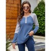 Women’s V Neck Henley Shirts Long Sleeve Waffle Tunic Tops Pullover Sweatshirts with Buttons - 2 of 4