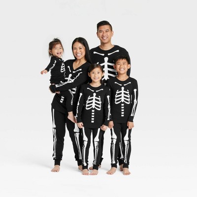 Zwarte Halloween Familie Matching Pyjama Set Moeder Vader Kinderen Skeleton Print Kleding Familie Kleding Dameskleding Pyjamas & Badjassen Sets 