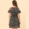 Allegra K Women's Cold Shoulder Smocked Waist Chiffon Floral Pattern Mini Dress - 3 of 4