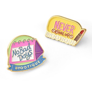 Byootique Inspirational Quote Badge Set Pin Brooch Enamel for Makeup Bag 2 Packs - 1 of 4