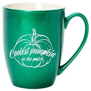 Elanze Designs Coolest Pumpkin In The Patch Emerald Green 10 ounce New Bone China Coffee Cup Mug - 1 of 4