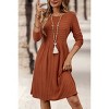 Womens Crew Neck Long Sleeve Midi Dresses 2025 Casual Ribbed Knit Knee Length Sweater Dress - 3 of 4