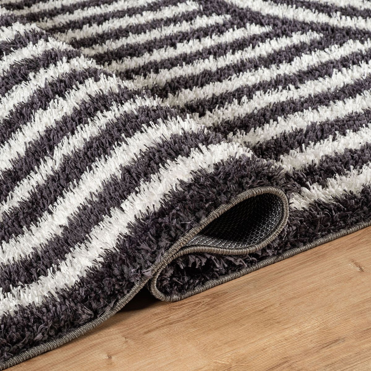 World Rug Gallery Abstract Arch Shag Rug – Medium Pile, Durable & Easy to Clean – Anthracite Dark Gray - thumbnail 5
