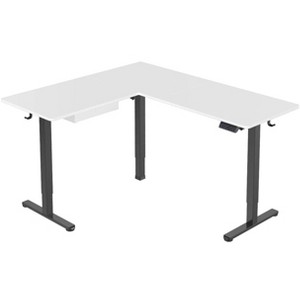 L Shaped Standing Desk - Large Electric Corner Standing Desk, Height Adjustable L Standing Desk, Black Frame, White Tabletop - 1 of 4