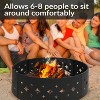 Sunnydaze Outdoor Heavy-Duty Steel Portable Large Round Diamond Cut Out Fire Pit Ring with Log Poker - 36" - Black - 2 of 4
