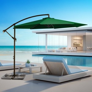 HYLEORY Beeram 120" Round Cantilever Umbrella with Counterweight - 1 of 4