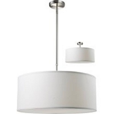 3 Light Modern Pendant with Linen Fabric Shade Brushed Nickel - Aurora Lighting