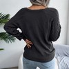 Womens Sweater Casual Square Neck Button Cable Knit Pullover Sweater Tops - 2 of 3
