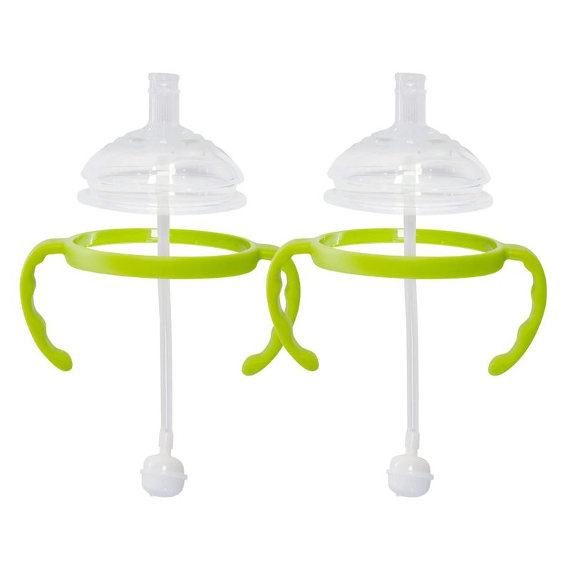 Botabee Straw Transition Cup Kit for Comotomo Baby Bottles fits 5oz & 8oz Bottles, 2 Pack, Green, 1 of 5