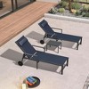 PURPLE LEAF Patio Lounge Chair Set of 3 Outdoor Chaise Lounger with Armrest Side Table and Wheels Sunbathing Tanning Recliner Including Pillows - 2 of 4