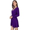 YESFASHION  Women's Casual T Shirt Dress 2025 Summer Long Sleeve Swing Dresses Puff Sleeve V-Neck Ruffles Pleated Party Dress - 2 of 4
