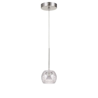 4.5" x 4.5" x 10" LED Dimmable Mini Pendant with Smoked Glass Brushed Steel - Cal Lighting