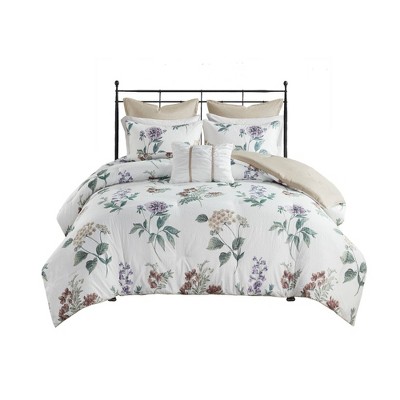 Blush Floral Microfiber 7-Piece Full Bedspread Set
