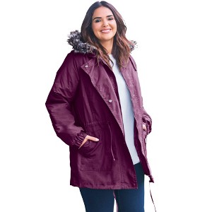 Woman Within Women's Plus Size Quilt-Lined Taslon Anorak - 1 of 4