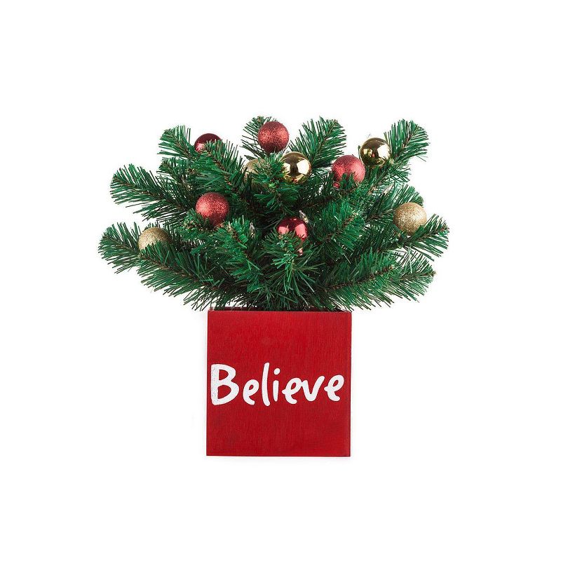 13in Believe Classic Greenery Christmas Decor - Haute D&#233;cor, 1 of 4
