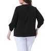 Agnes Orinda Women's Plus Size Pleated Keyhole Neck 3/4 Sleeve Business Casual Blouses - 4 of 4