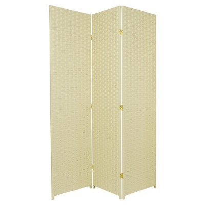 6 ft. Tall Woven Fiber Room Divider - Cream (3 Panels)