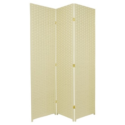 6 ft. Tall Woven Fiber Room Divider - Cream (3 Panels)