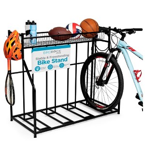 BirdRock Home 4-Bike Stand Rack with Storage - Black - 1 of 4