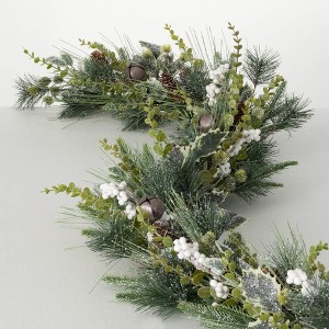 72"L Sullivans Artificial Mixed Pine Berry Christmas Garland, Green-White, Indoor Christmas Decor - 1 of 3