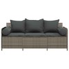 vidaXL Garden Sofa Grey PE rattan 3-Seater Removable Covers - 3 of 4