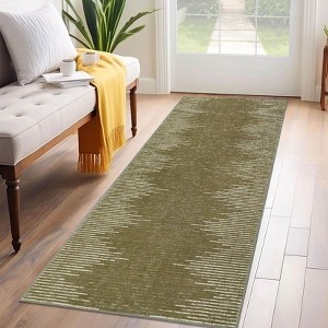 2x6 Hallway Runner Rug Low Pile Machine Washable Rugs Modern Stripe Geometric Foldable Minimalistic Carpet with Rubber Backing for Entryway Hallway - 1 of 4