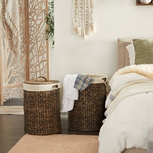 Set of 2 Traditional Sea Grass Storage Baskets Brown - Olivia & May: Round Woven Decorative, Large Universal Placement - 1 of 4