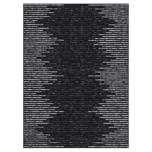Washable Modern Striped Rug Non Slip Low Pile Rug Soft Geometric Minimalistic Throw Floor Cover Foldable Indoor Carpet for Living Room Bedroom - 1 of 4
