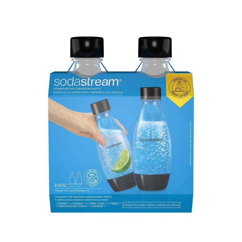 SodaStream 0.5L Carbonating Bottle - 2pk - Black, 3 of 5