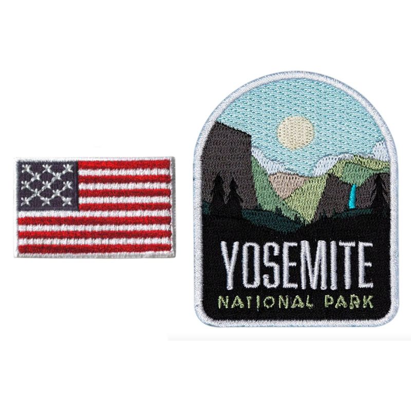 HEDi-Pack 2pk Self-Adhesive Polyester Hook &#38; Loop Patch - Yosemite National Park and USA Red White &#38; Blue Country Mini Flag, 1 of 8