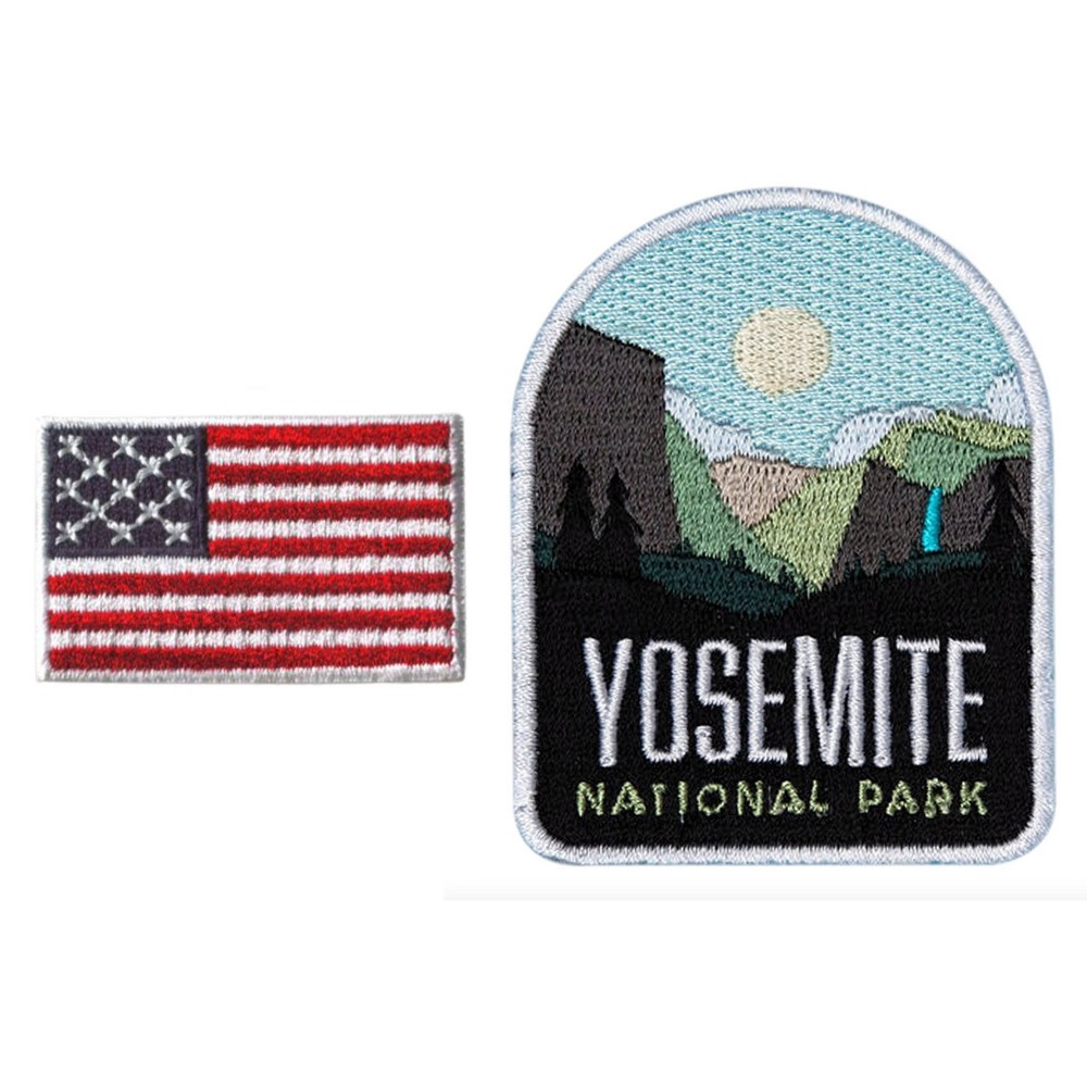 Photos - Accessory HEDi-Pack Hook and Loop Patch 2pk - Yosemite National Park and USA Red White & Blue Country Mini Flag